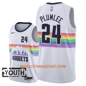 Maillot NBA Denver Nuggets Mason Plumlee 24 2018-19 Nike City Edition Blanc Swingman - Enfant